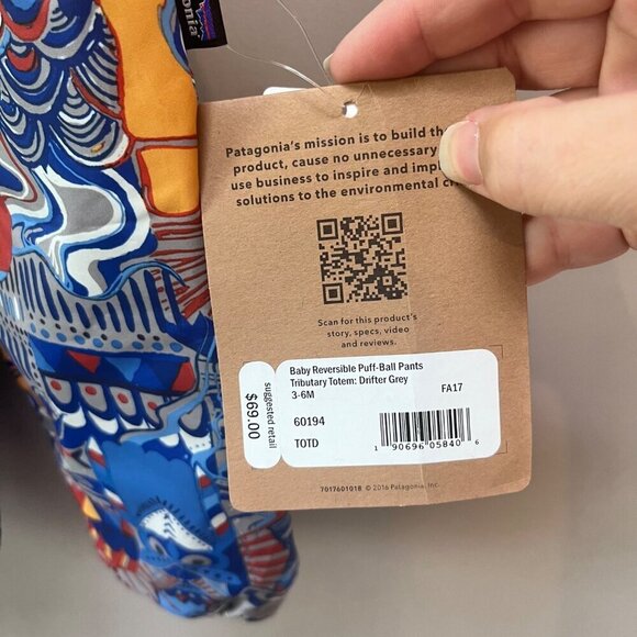 NEW Patagonia Baby Reversible Puff-Ball Pants 3-6M - Picture 2 of 5